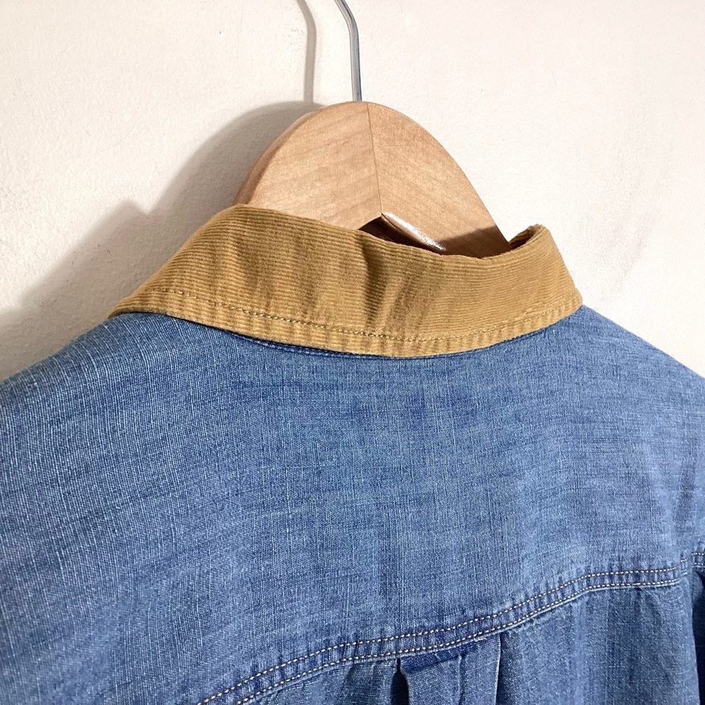 Banana Republic Relaxed Fit Corduroy Trim Chambray Shirt L - Picture 8 of 16